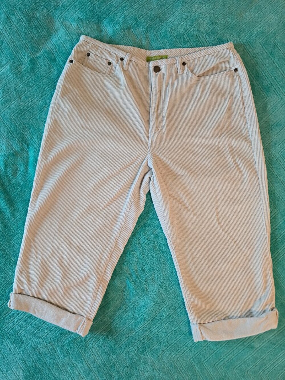 Sigrid Olsen Fine Cordoroy Off-White Pedals Capris 5-pocket Stretch Size 6